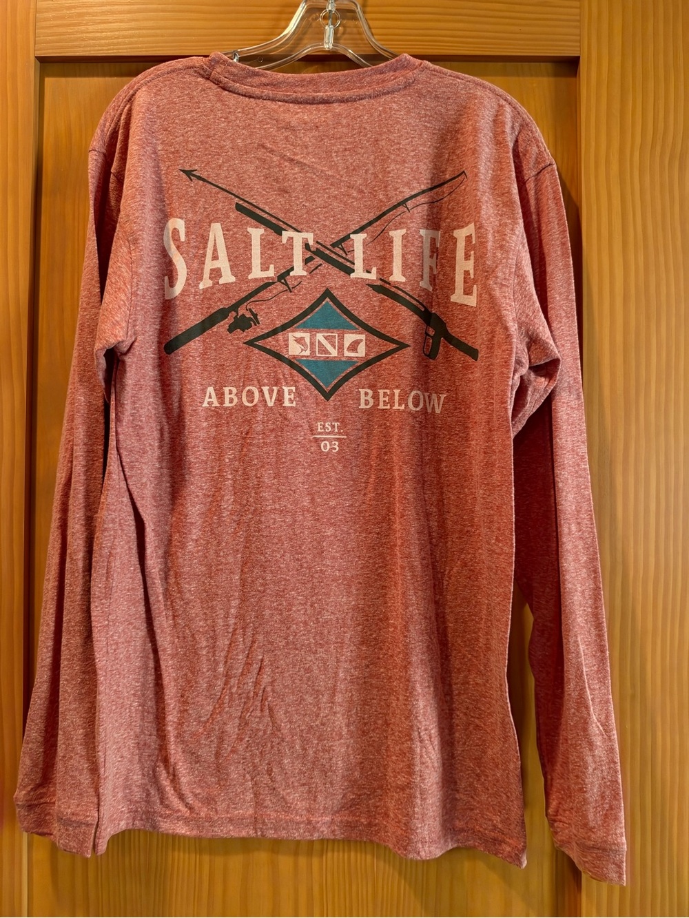 Salt Life Men’s Red Heather Above Below Long Sleeve T-Shirt NWT Size M